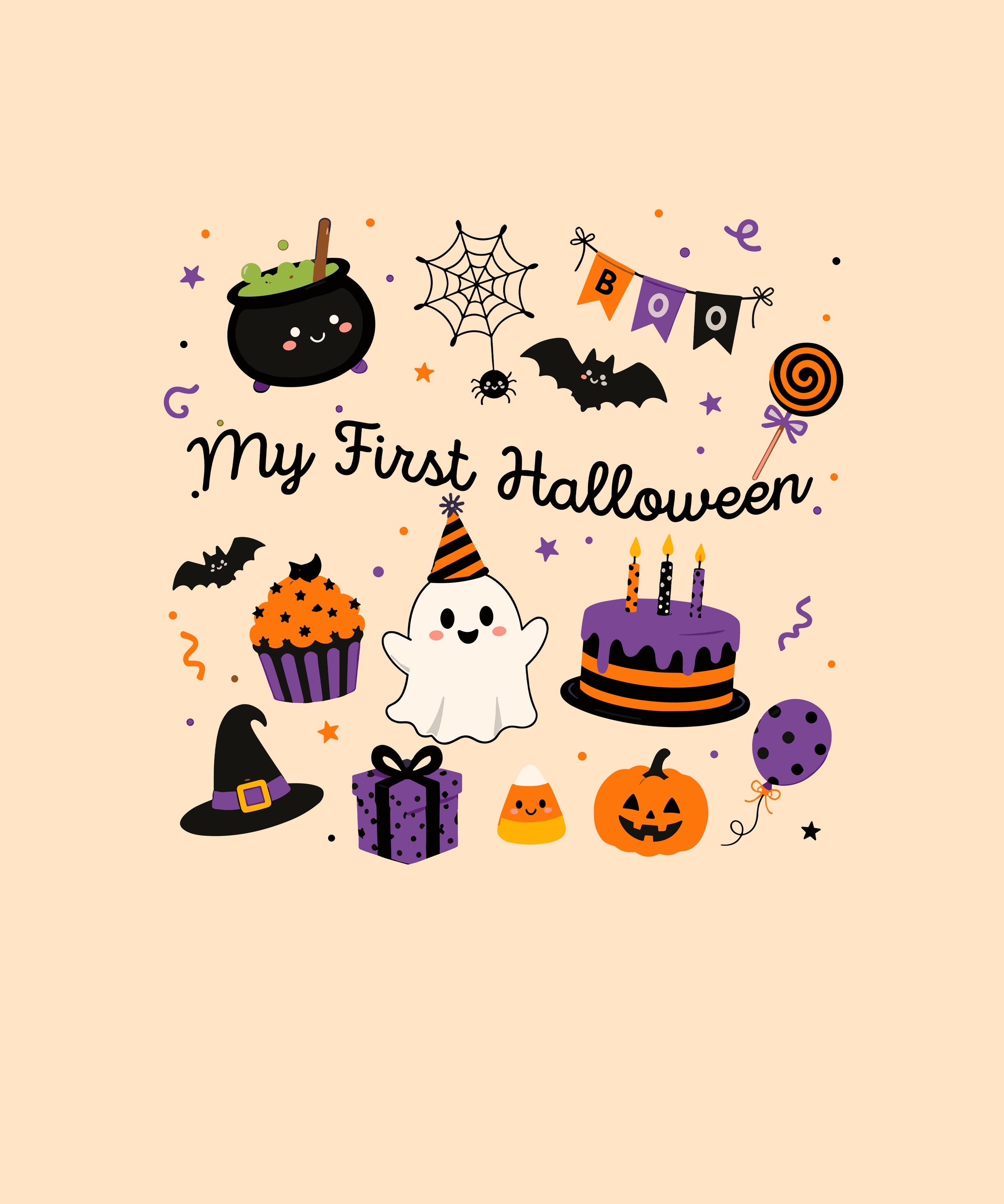Personalized Baby Boo Ghost Pumpkin My First Halloween