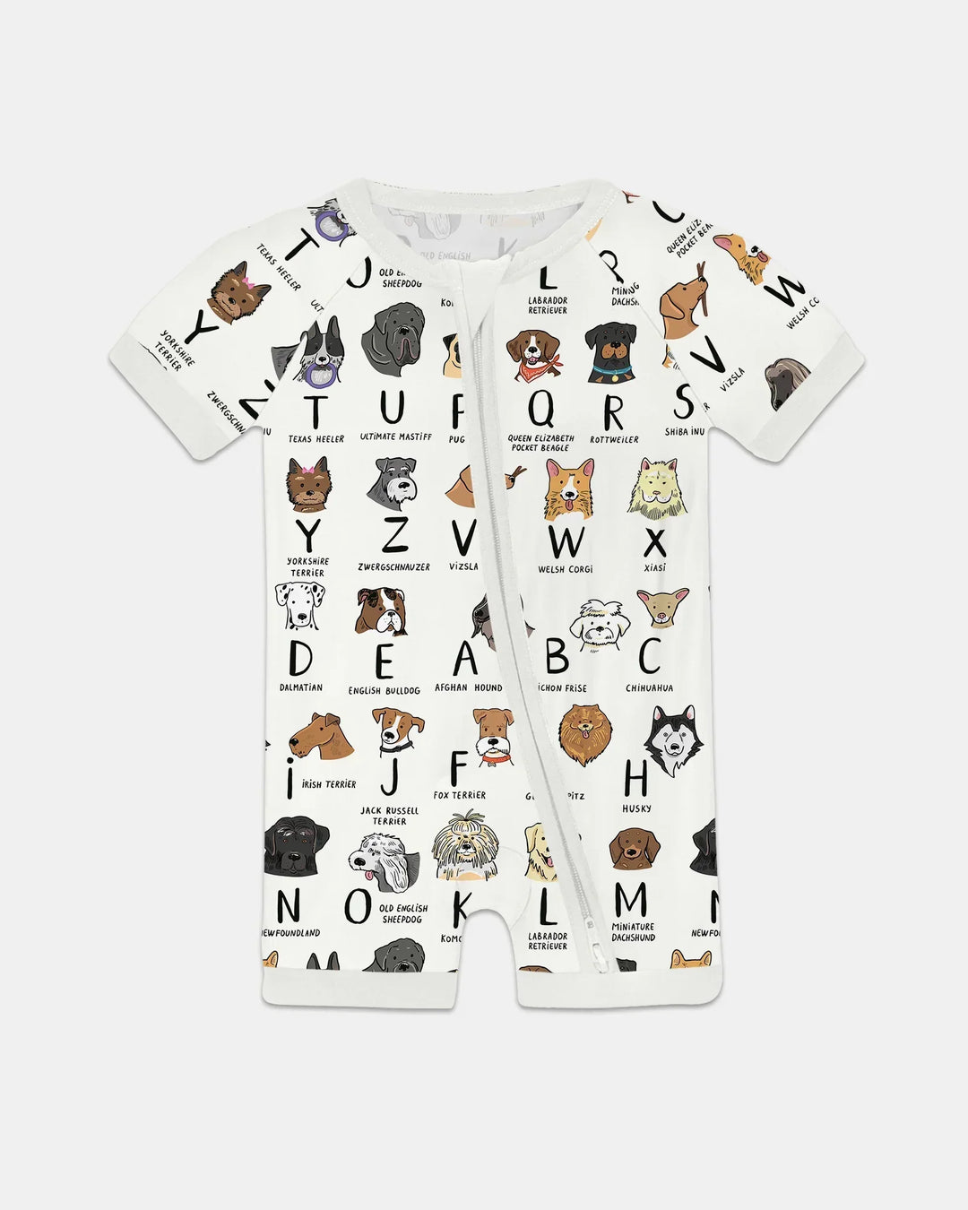 Funny Dogs Alphabet Bamboo Shorty Zippy