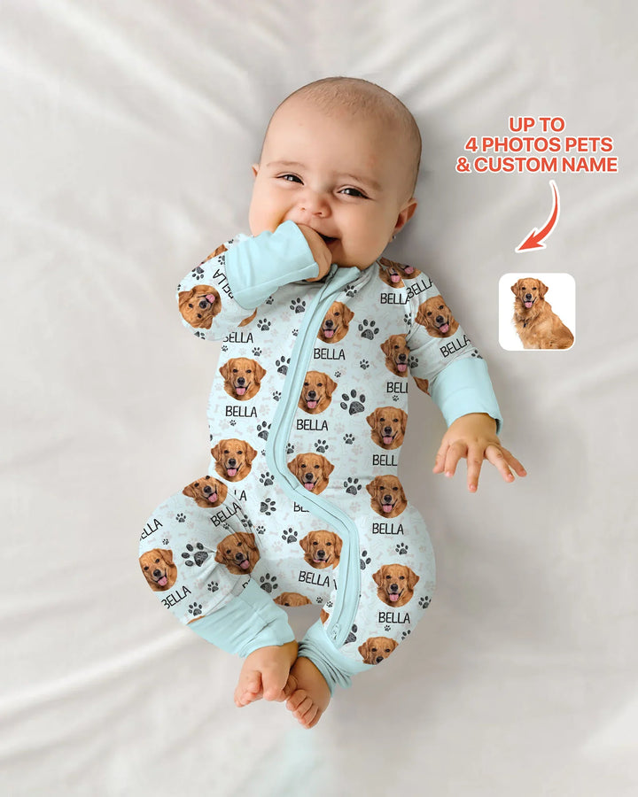 Custom Dog Photo With Paw Bamboo Convertible Zippy
