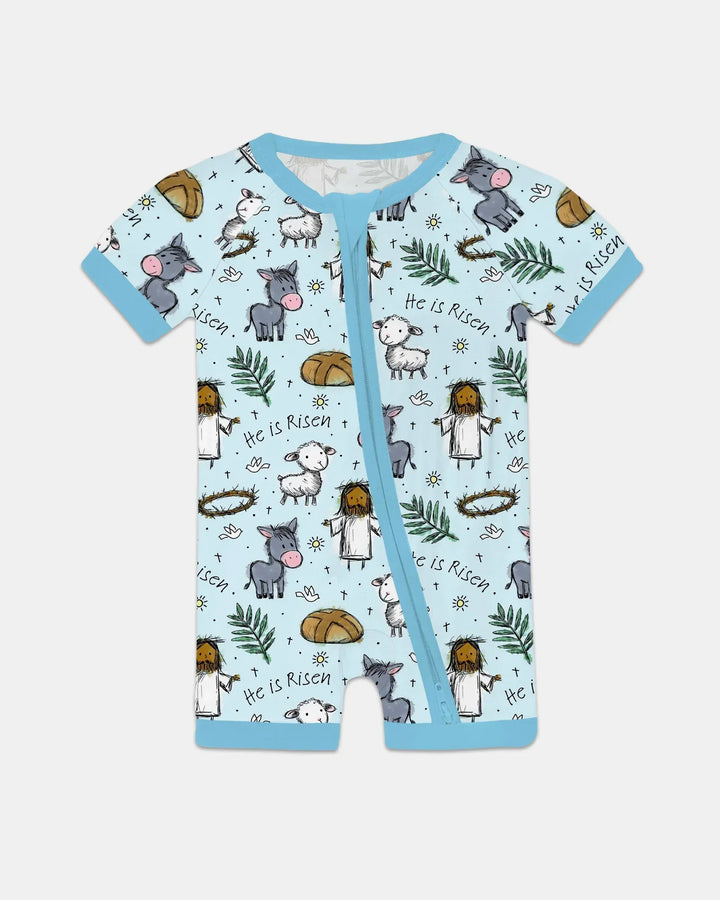 He Is Risen Easter Family Matching Bamboo Shorty Zippy