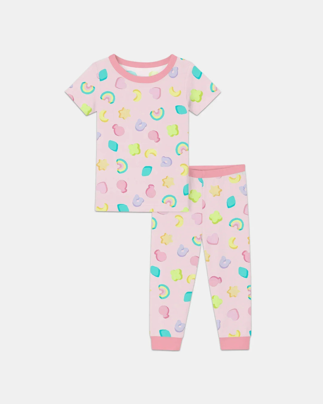 Pastel Lucky Charms Scatter Bamboo Two Piece Short Sleeve Pajama Set