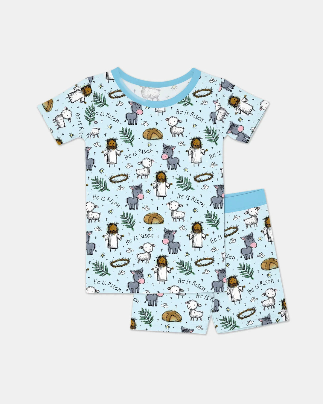 He Is Risen Easter Family Matching Bamboo Two Piece Short Sleeve Shorts Pajama Set