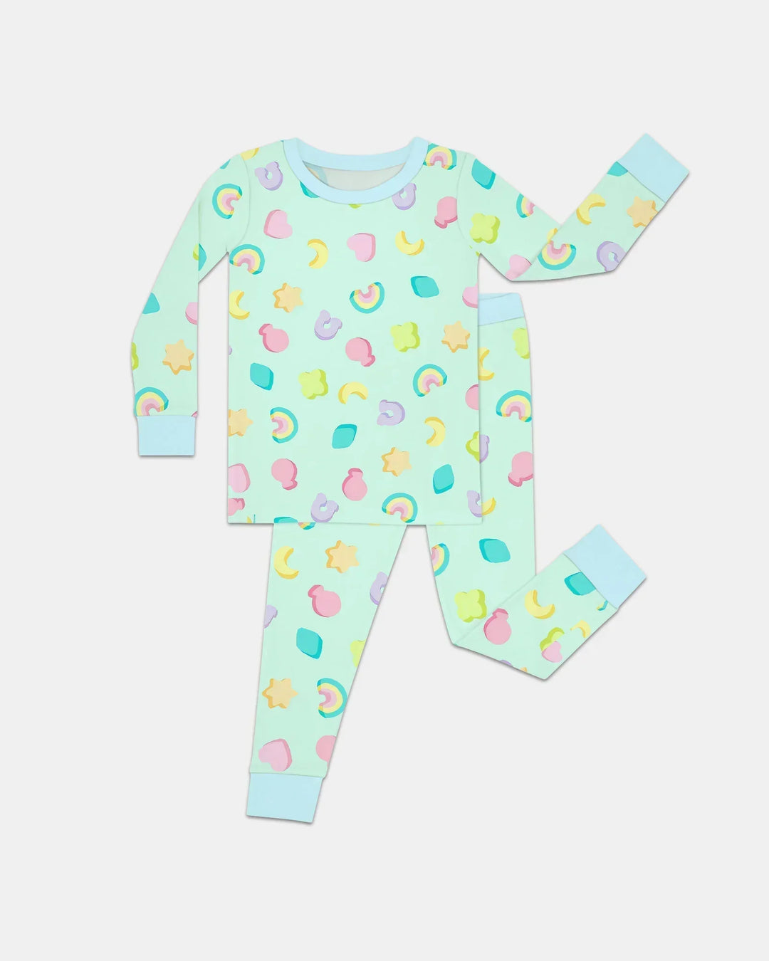 Pastel Lucky Charms Scatter Bamboo Two Piece Long Sleeve Pajama Set