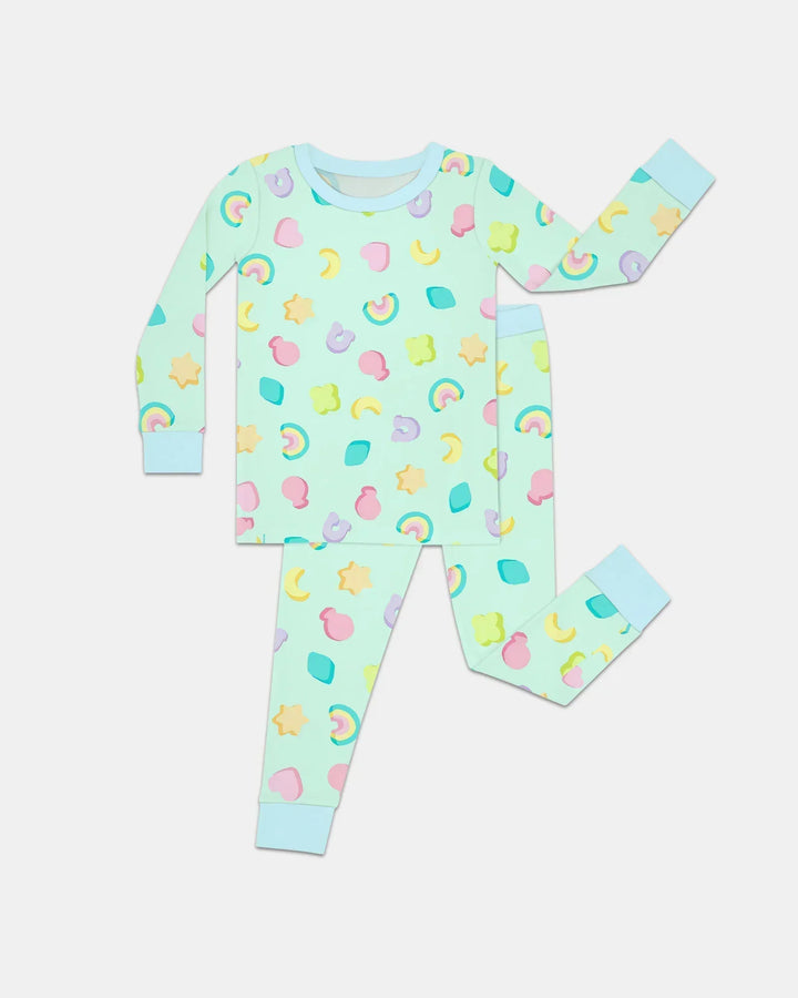 Pastel Lucky Charms Scatter Bamboo Two Piece Long Sleeve Pajama Set