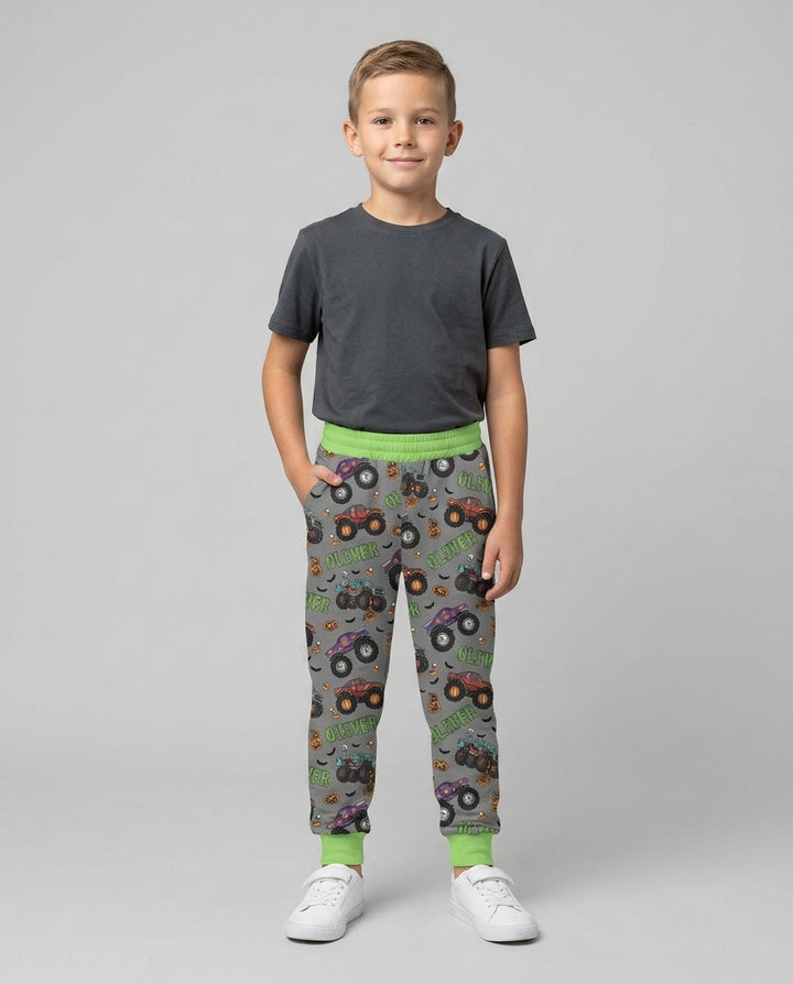 Custom Name Haunted Monster Trucks Bamboo Jogger
