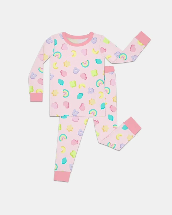 Pastel Lucky Charms Scatter Bamboo Two Piece Long Sleeve Pajama Set