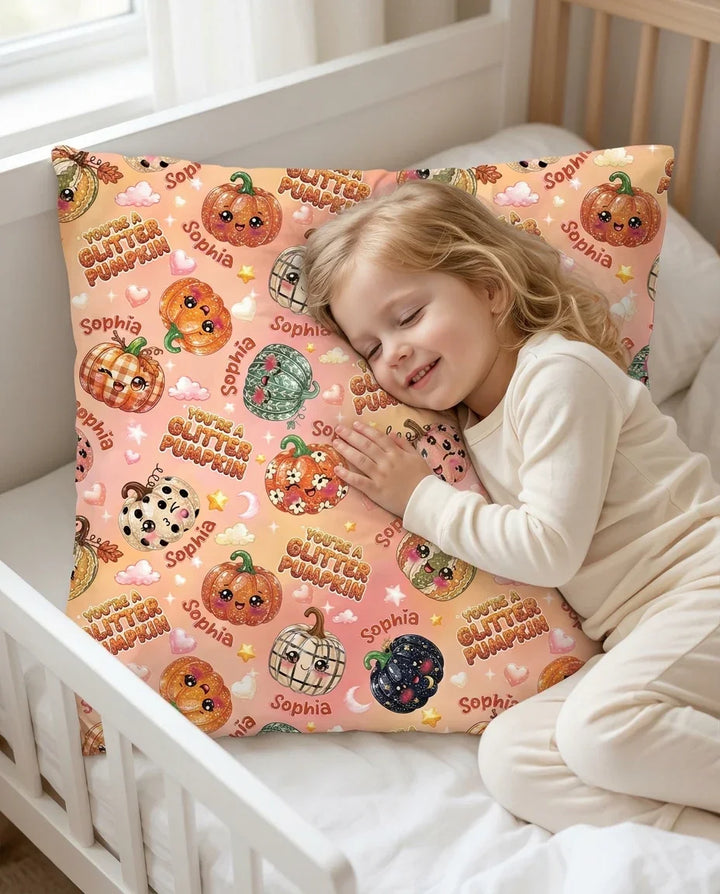 Custom Name You're A Glitter Pumpkin Bamboo Pillow Case