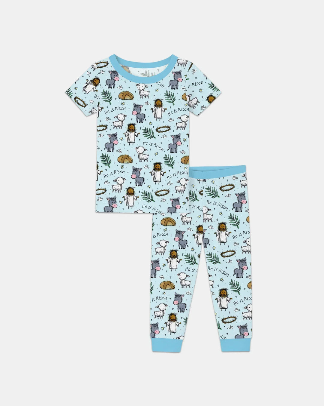 He Is Risen Easter Family Matching Bamboo Two Piece Short Sleeve Pajama Set