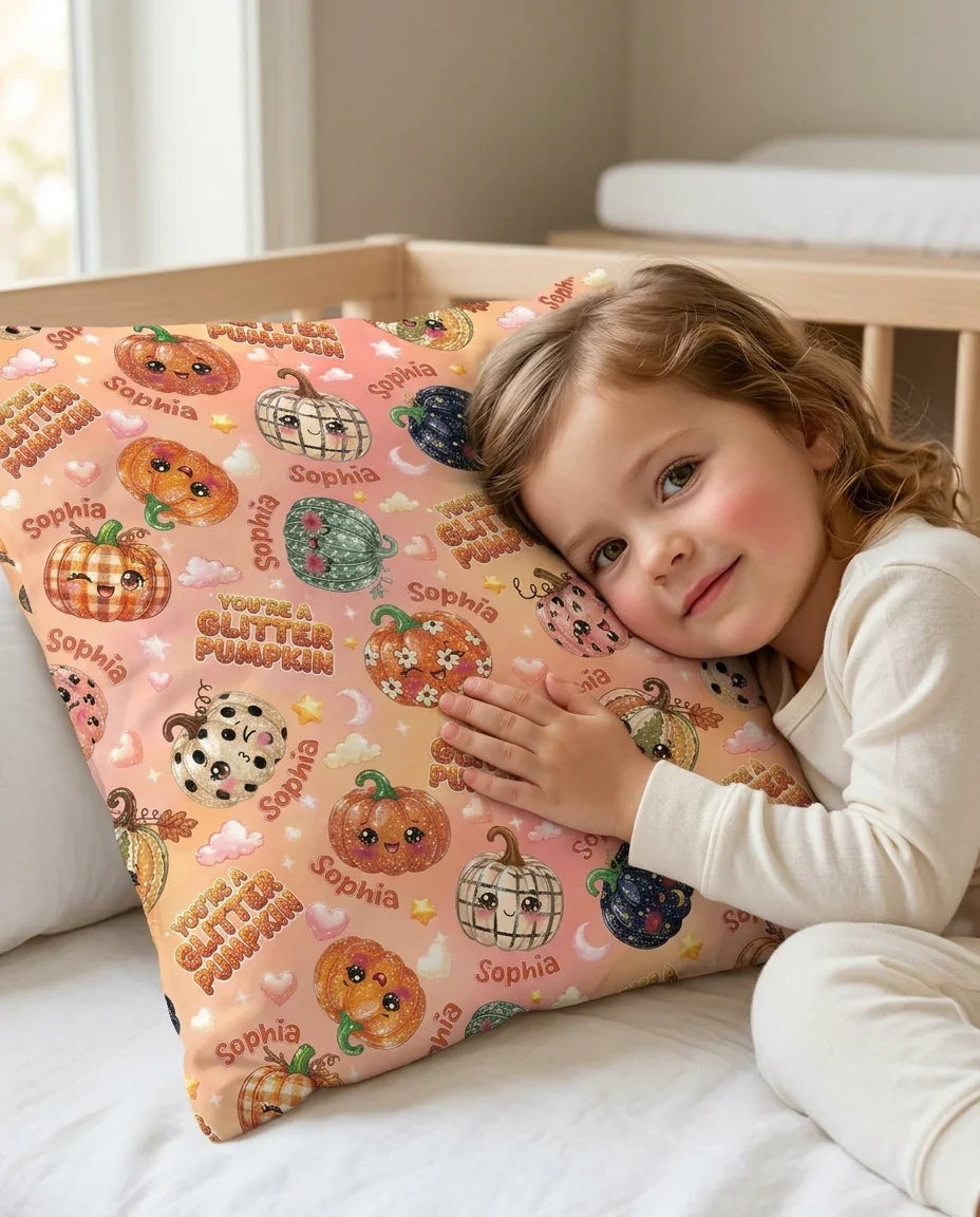 Custom Name You're A Glitter Pumpkin Bamboo Pillow Case