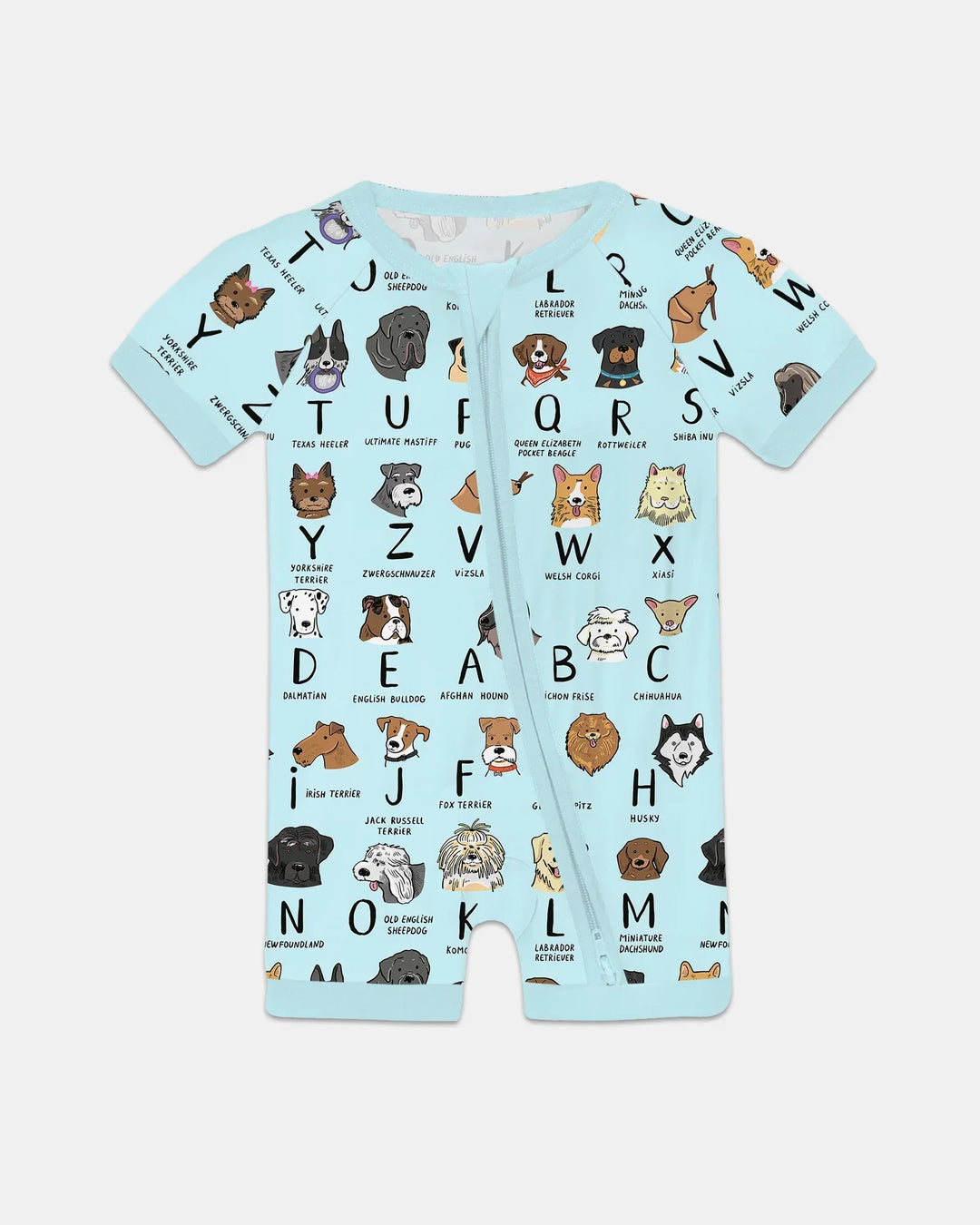 Funny Dogs Alphabet Bamboo Shorty Zippy