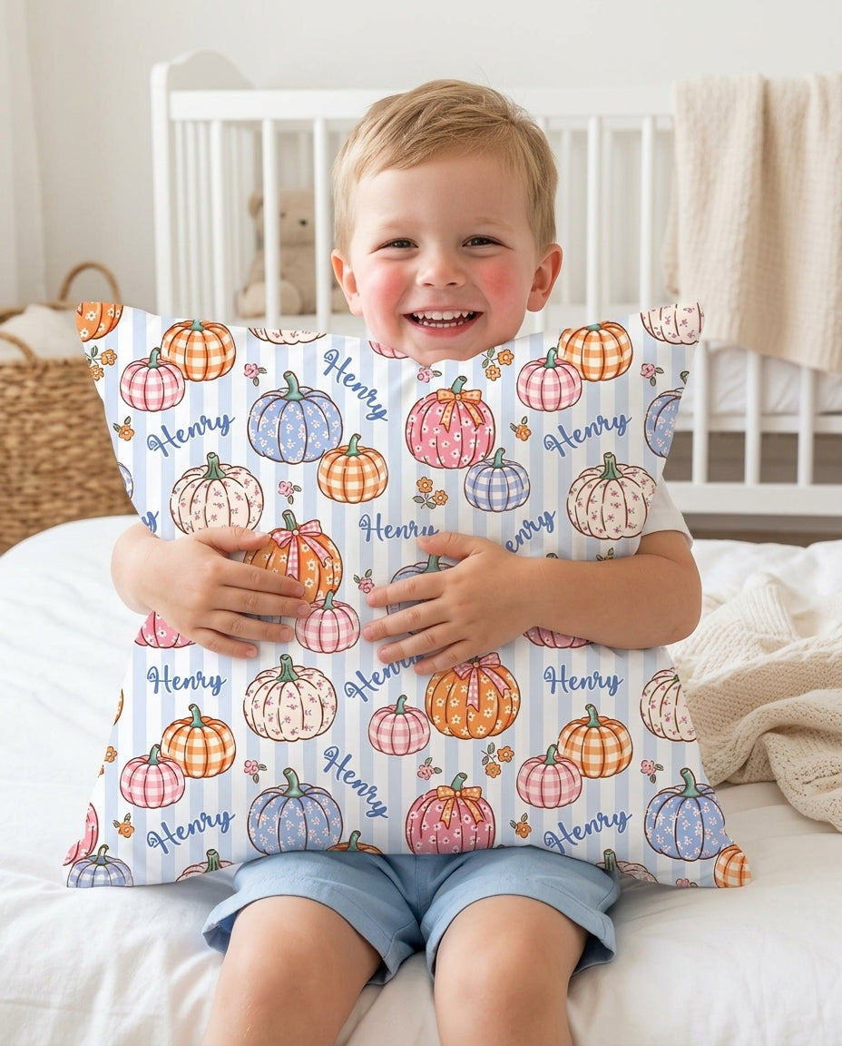 Custom Name Pumpkin Patch Bamboo Pillow Case