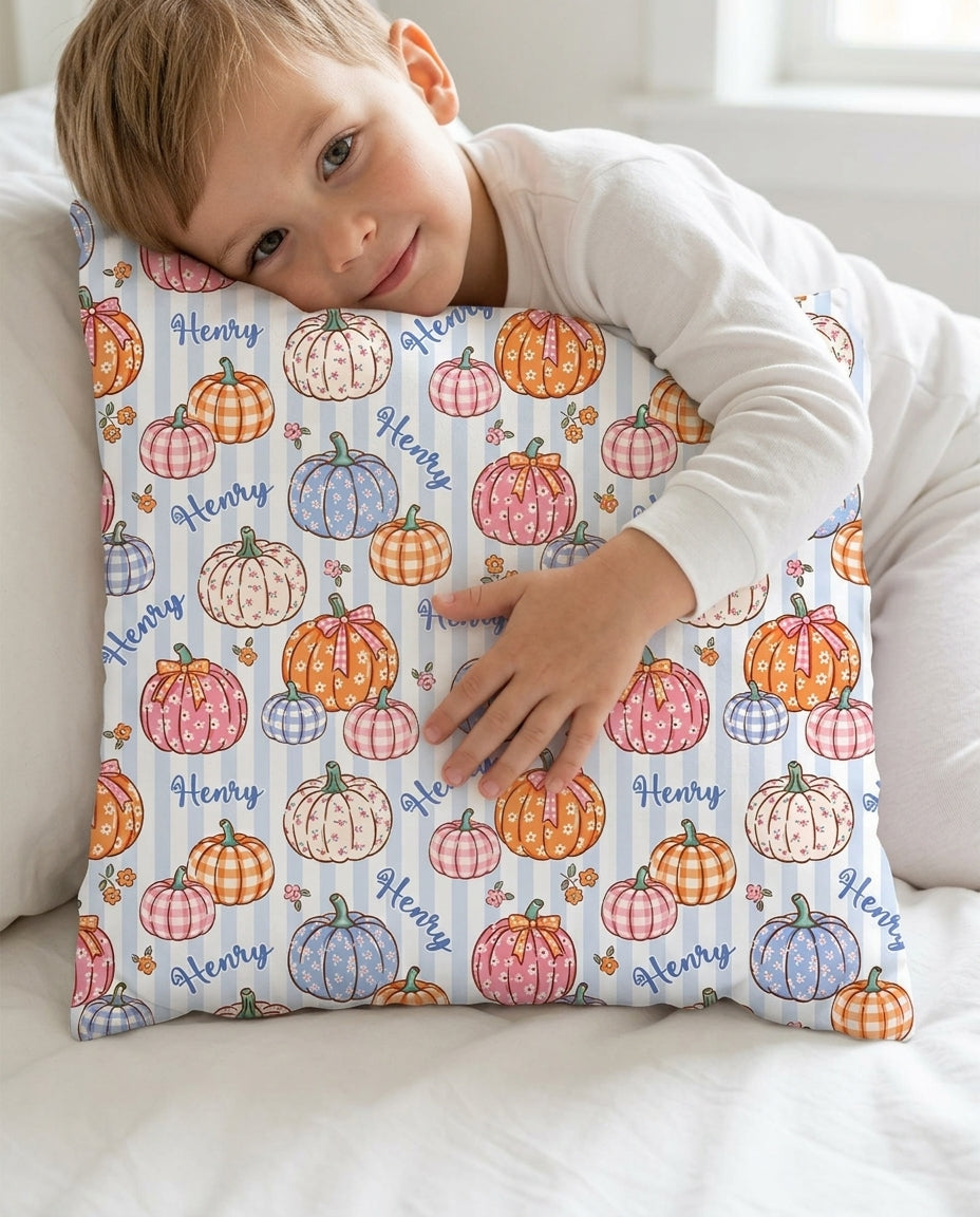 Custom Name Pumpkin Patch Bamboo Pillow Case