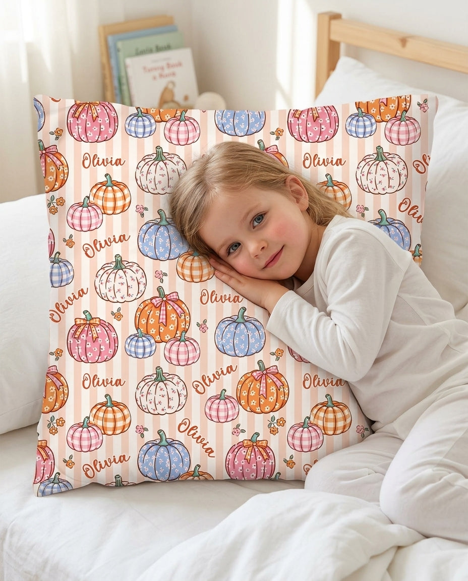 Custom Name Pumpkin Patch Bamboo Pillow Case