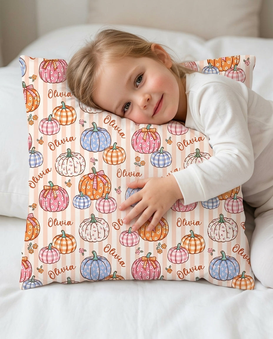 Custom Name Pumpkin Patch Bamboo Pillow Case