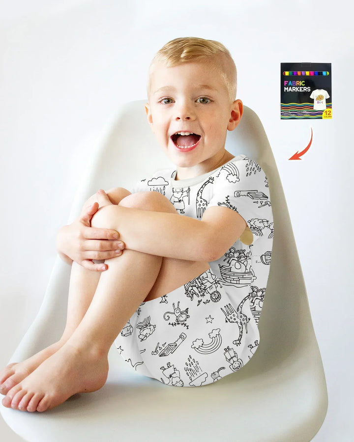 Noah Colorable Bamboo Two Piece Short Sleeve Shorts Pajama Set