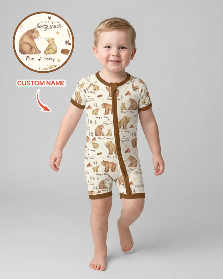 Love You Beary Much Mommy & Me Matching Bamboo Shorty Zippy