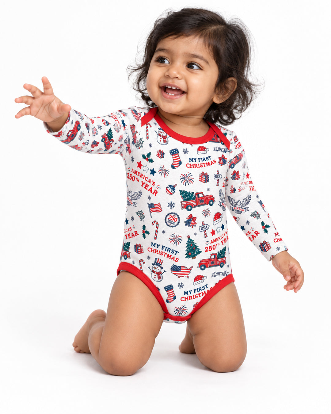 First Christmas In 250th Anniversary Custom Name Bamboo Bodysuit