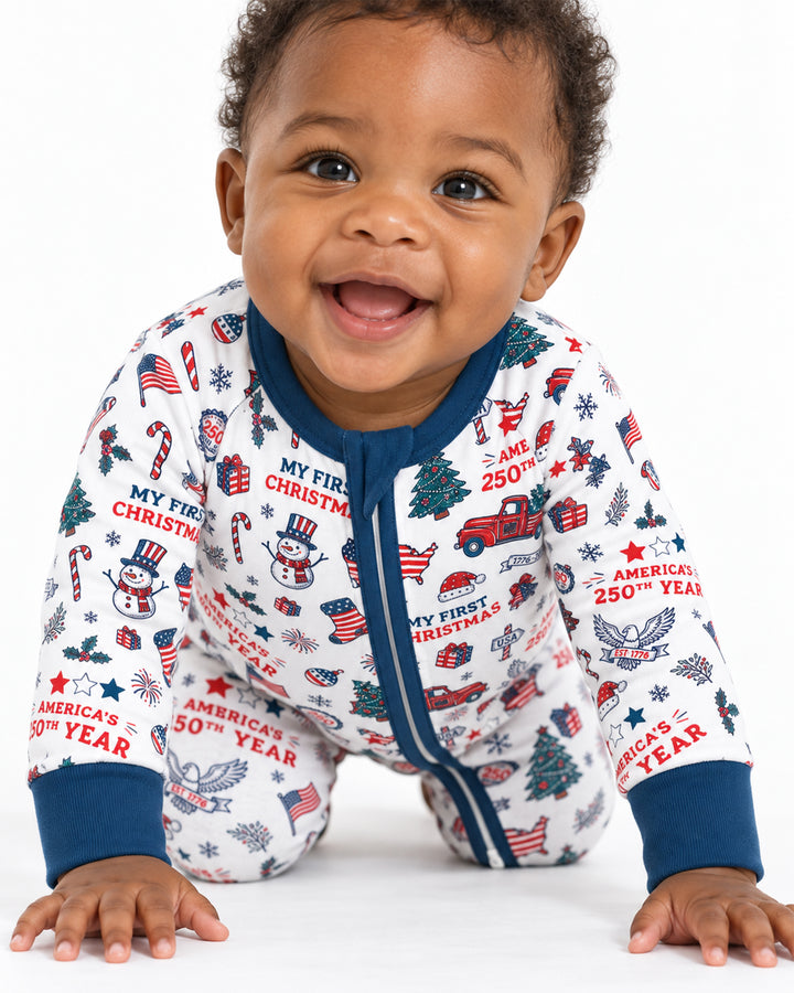 First Christmas In 250th Anniversary Custom Name Bamboo Convertible Zippy