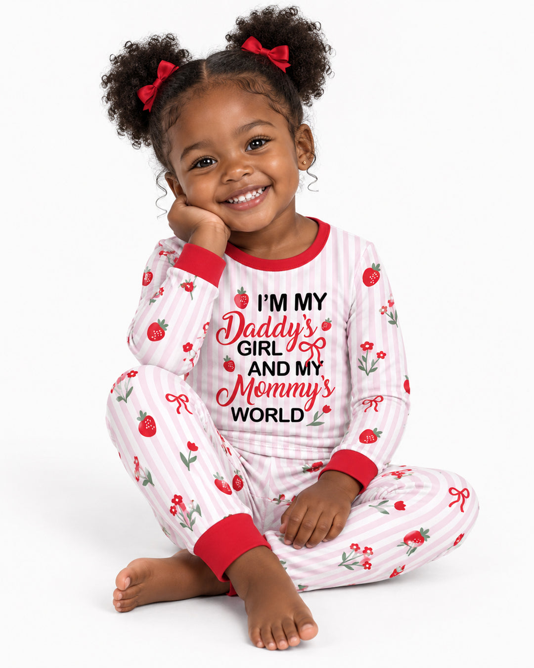 I'm My Daddy's Girl And My Mommy's World Bamboo Two Piece Long Sleeve Pajama Set