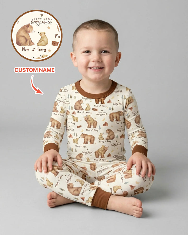 Love You Beary Much Mommy & Me Matching Bamboo Two Piece Long Sleeve Pajama Set