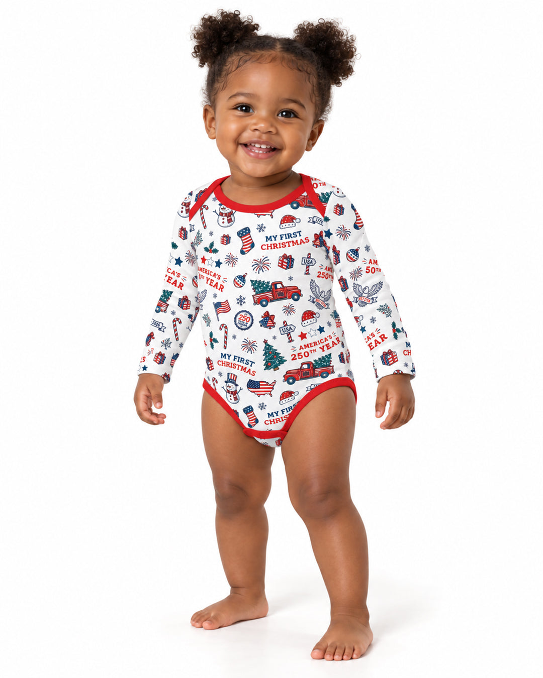 First Christmas In 250th Anniversary Custom Name Bamboo Bodysuit