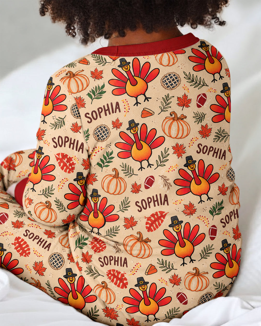 Thanksgiving Turkey Pattern Bamboo Two Piece Long Sleeve Pajama Set