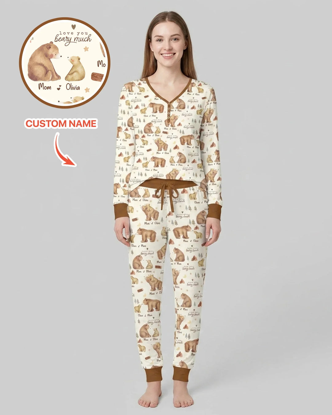 Love You Beary Much Mommy & Me Matching Bamboo Women Pajama Set