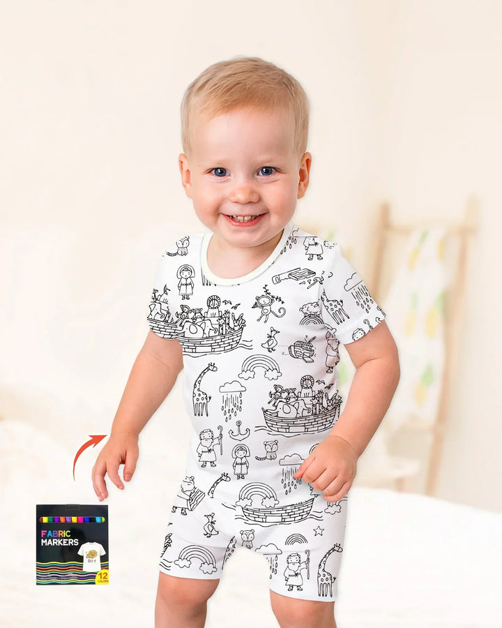 Noah Colorable Bamboo Two Piece Short Sleeve Shorts Pajama Set