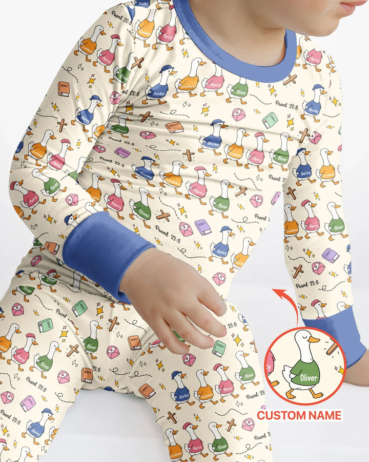 Psalm 23:6 Matching Family Bamboo Two Piece Long Sleeve Pajama Set