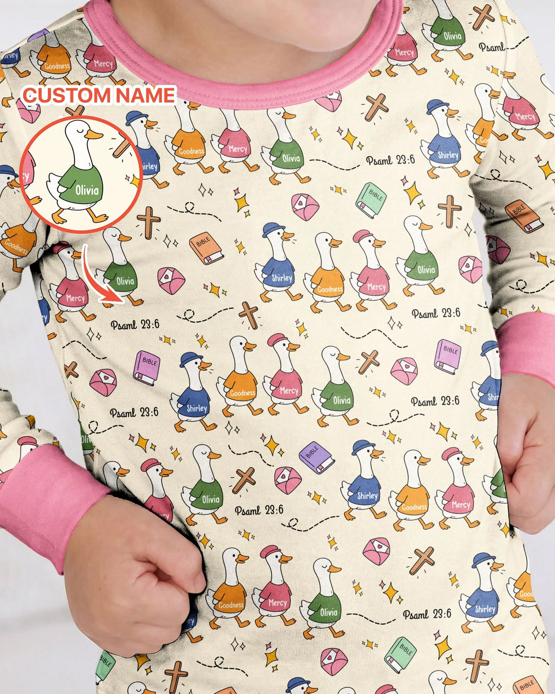 Psalm 23:6 Matching Family Bamboo Two Piece Long Sleeve Pajama Set