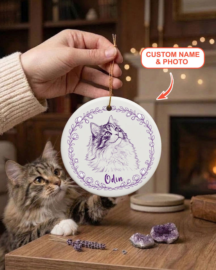 Custom Pet Photo Chinoiserie Ceramic Ornament