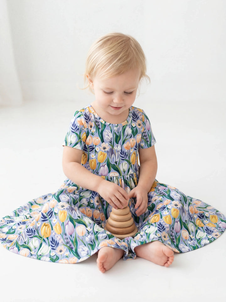 Lively Tulip Garden Floral Bamboo Twirl Dress