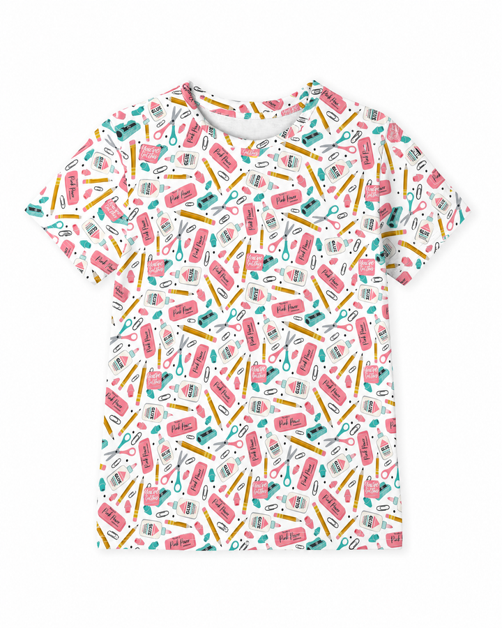 Pink Power School Supplies Bamboo Crewneck T-Shirt