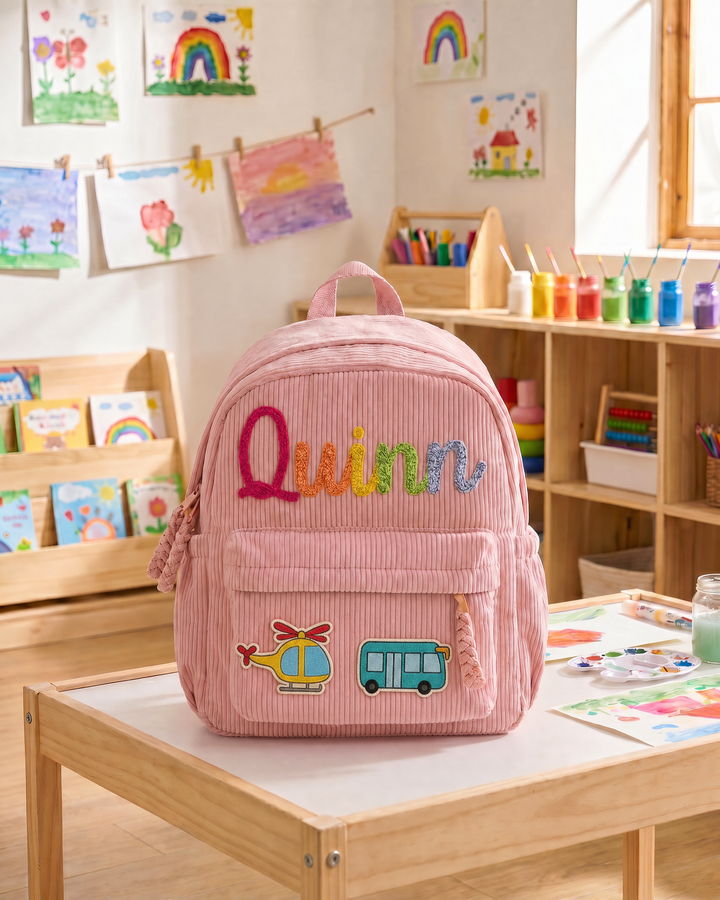 Custom Name & Vehicle Corduroy Backpack
