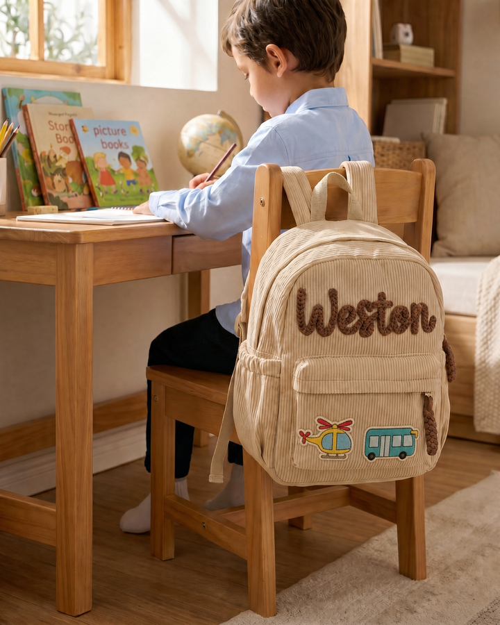 Custom Name & Vehicle Corduroy Backpack