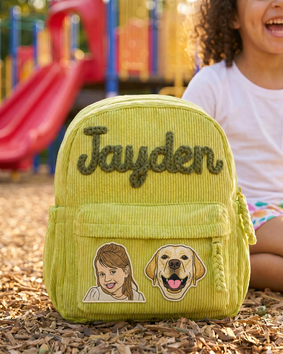 Custom Photo Corduroy Backpack