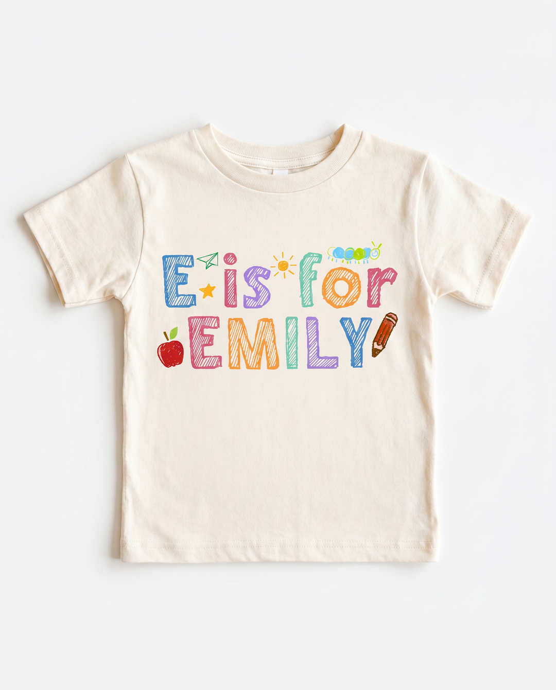 Personalized Back to School Initial Name Bamboo Crewneck T-Shirt