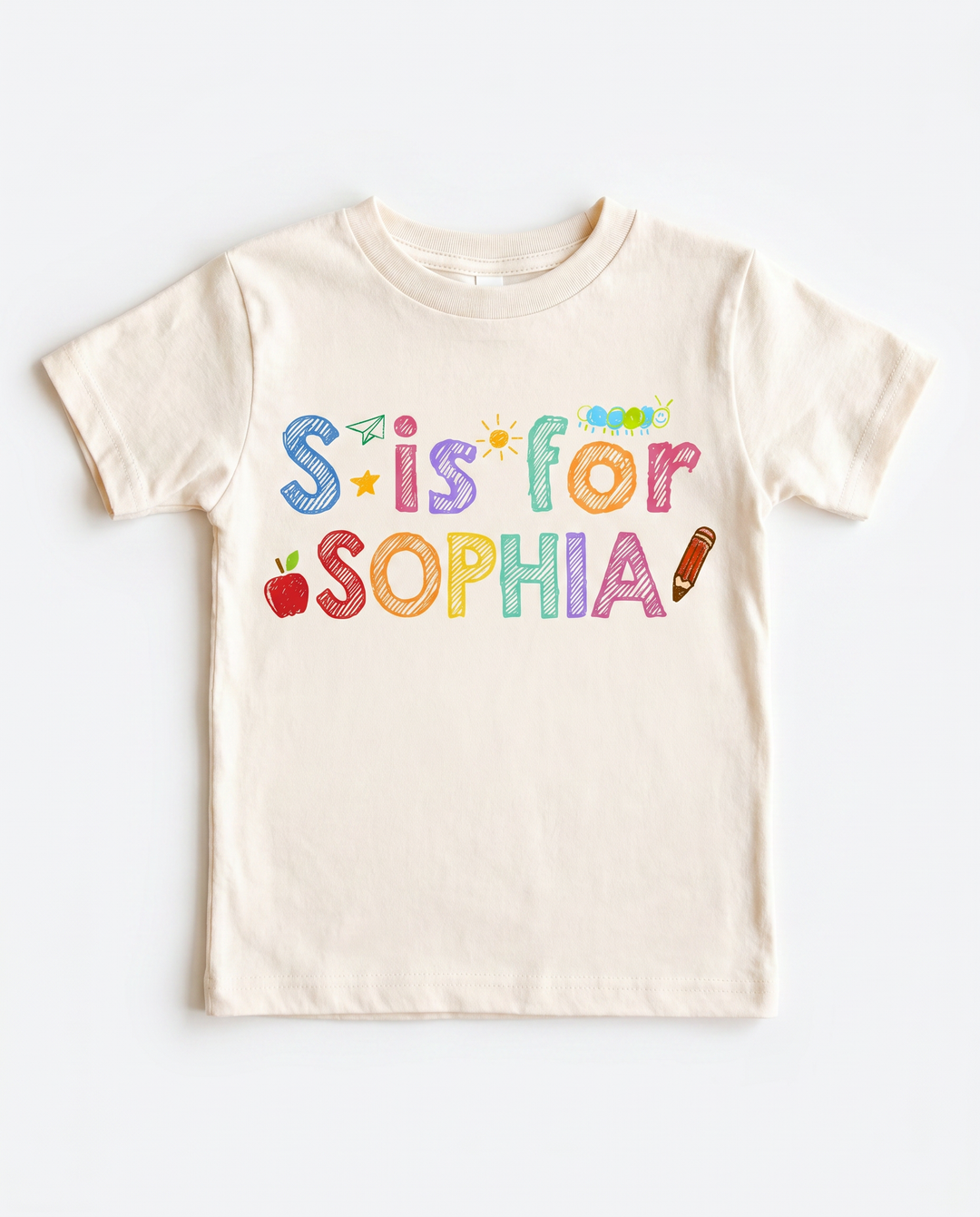 Personalized Back to School Initial Name Bamboo Crewneck T-Shirt