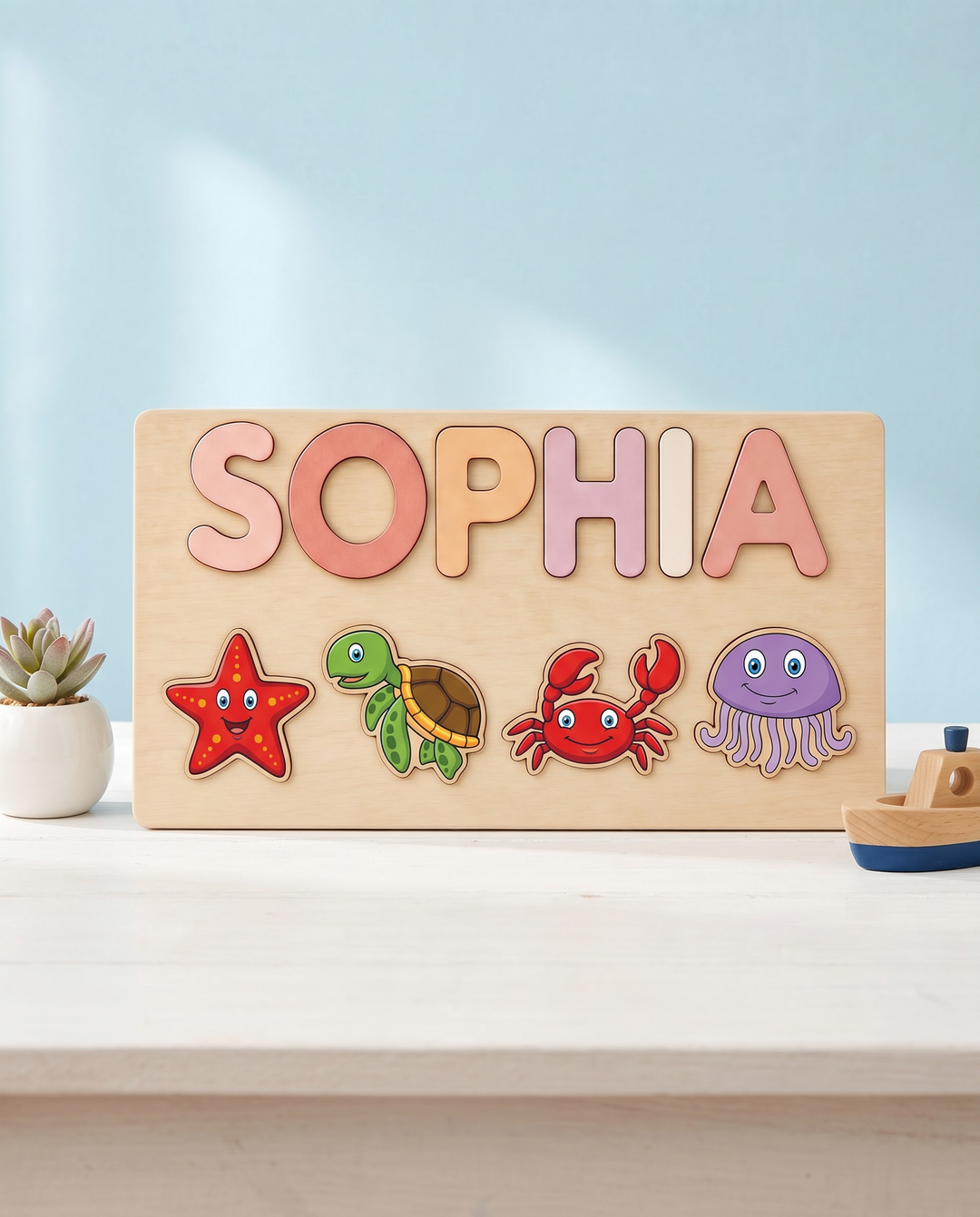 Personalized Farm & Ocean Animals Wooden Puzzle