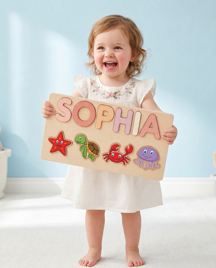 Personalized Farm & Ocean Animals Wooden Puzzle