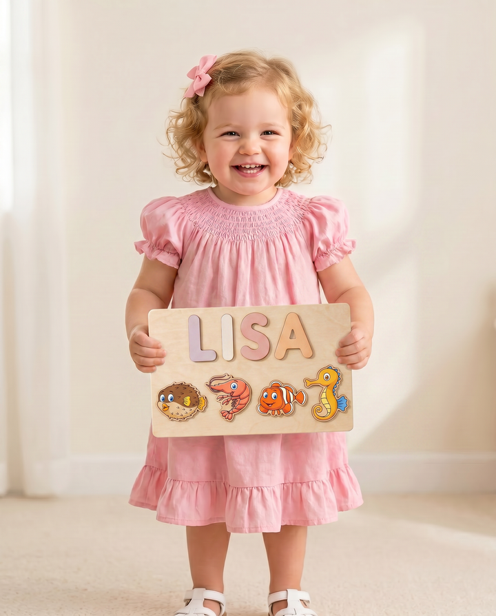 Personalized Farm & Ocean Animals Wooden Puzzle