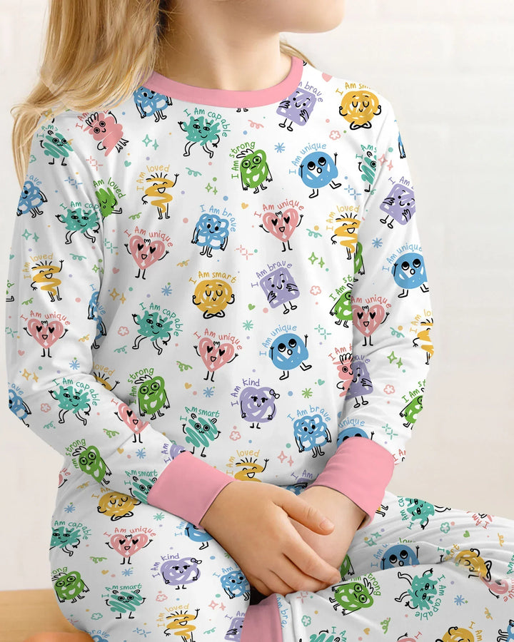 Positive Affirmations Bamboo Two Piece Long Sleeve Pajama Set