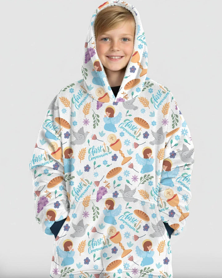 First Communion Wearable Bamboo Blanket Hoodie