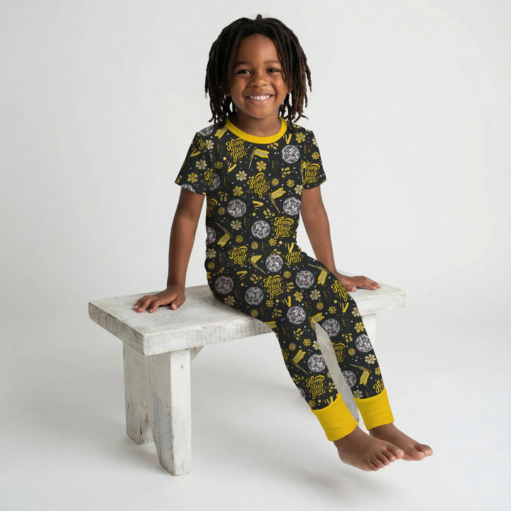 Disco New Years Eve Bamboo Two Piece Short Sleeve Pajama Set