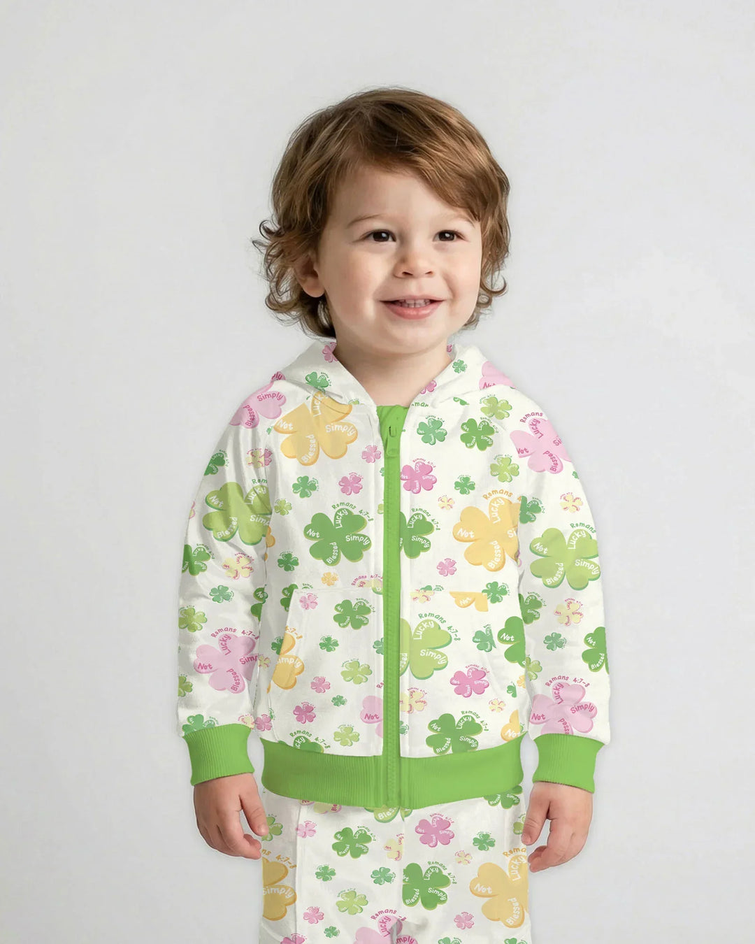 Shamrocks Print St. Patrick's Day Bamboo Zip Hoodie