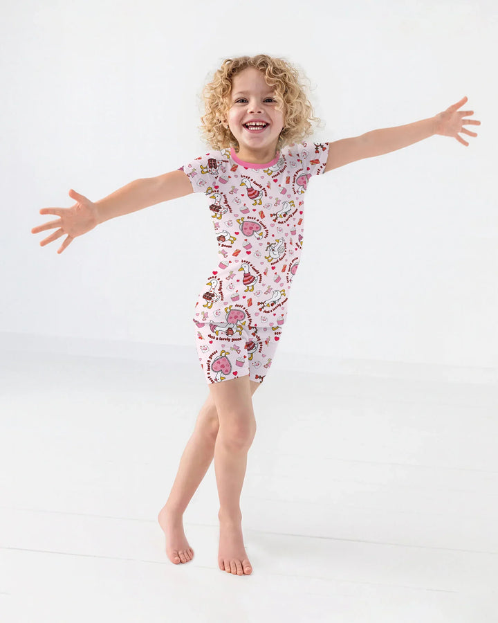 Valentine Silly Goose Bamboo Two Piece Short Sleeve Shorts Pajama Set