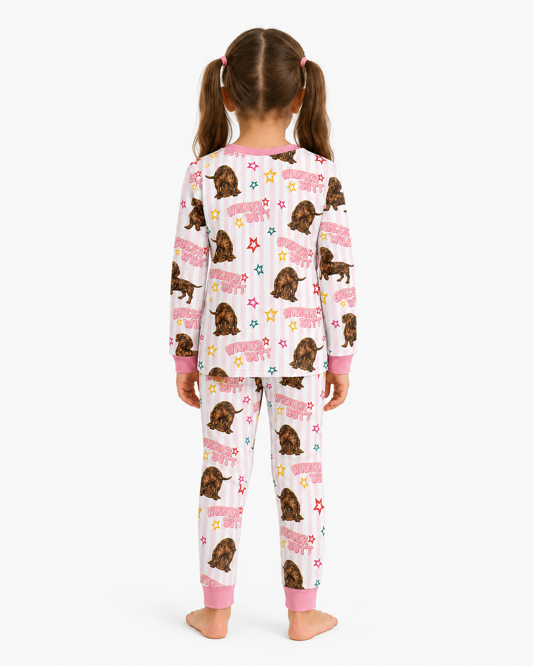 Guess What? Wiener Butt! Bamboo Two Piece Long Sleeve Pajama Set