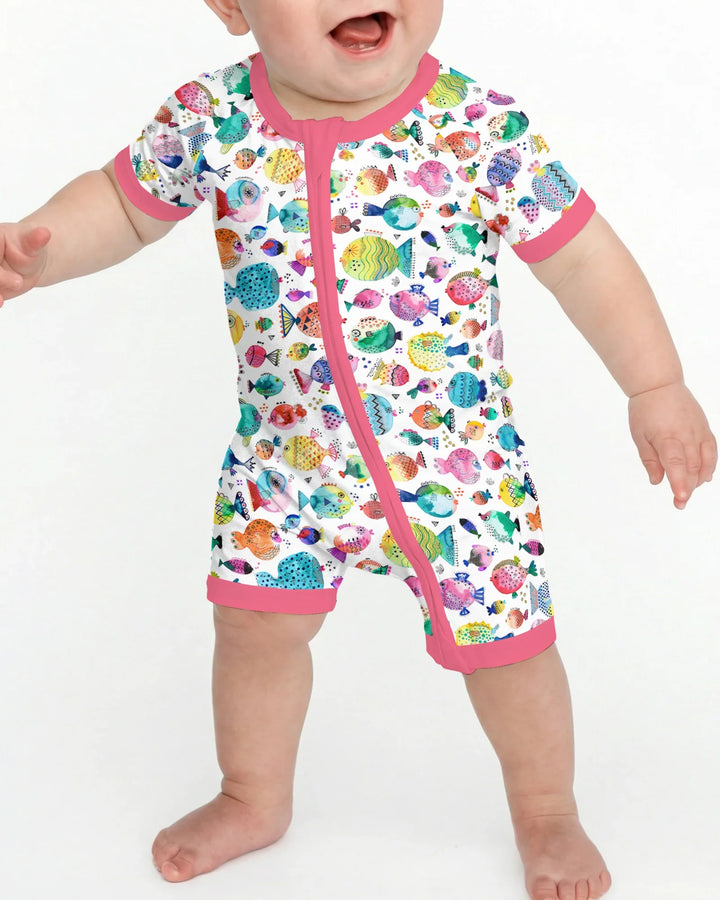 Rainbow Reef Fish Bamboo Shorty Zippy