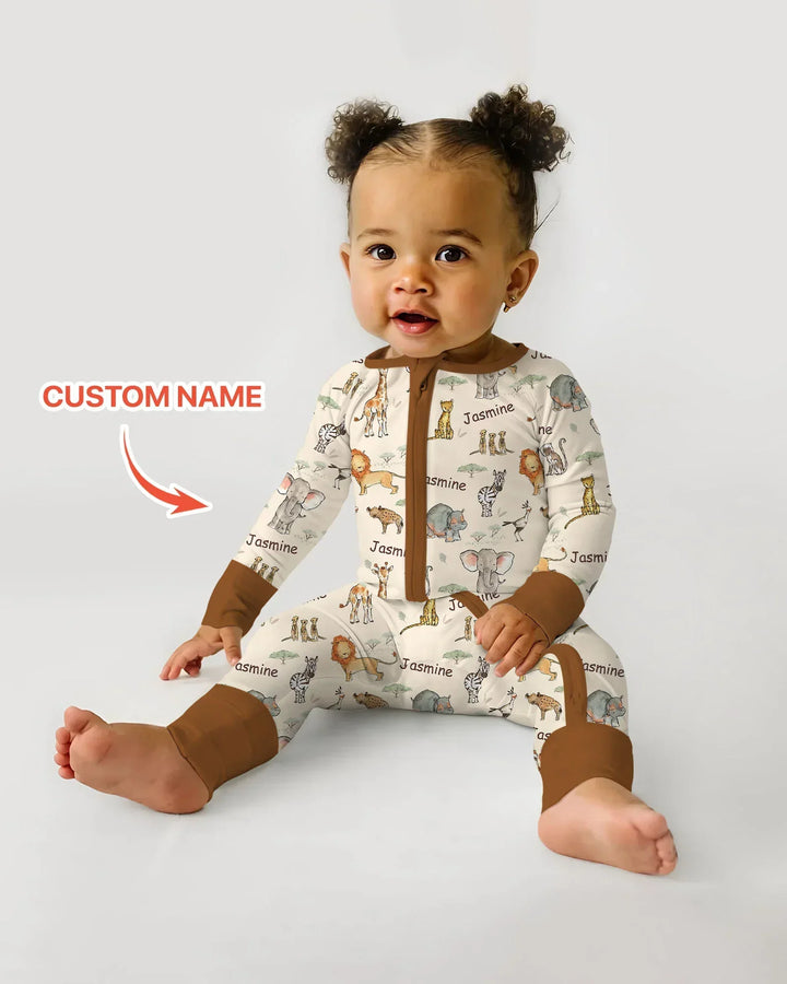 Safari Friends Custom Name Bamboo Convertible Zippy