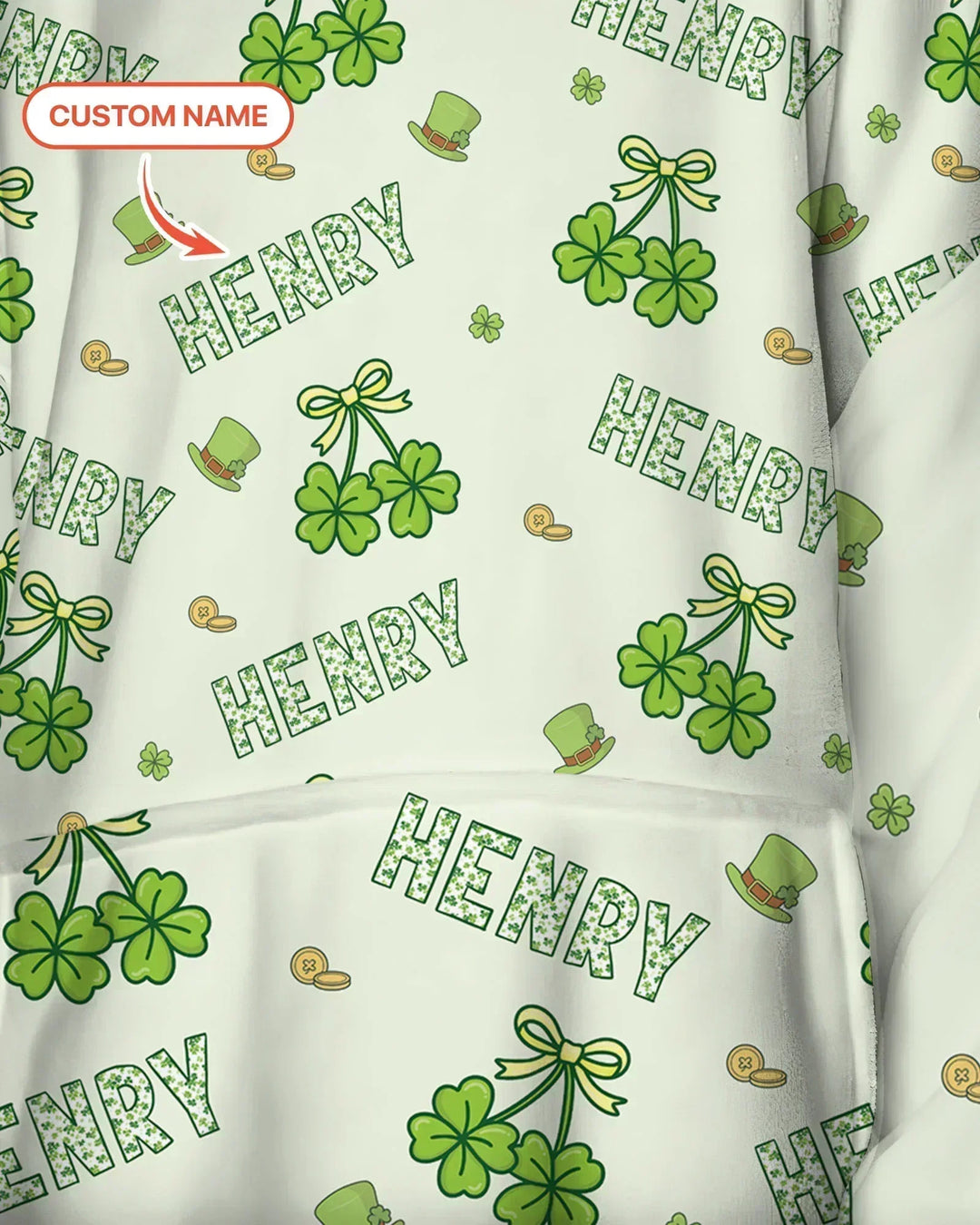 Custom Name Lucky Little Shamrock Bamboo Blanket Hoodie